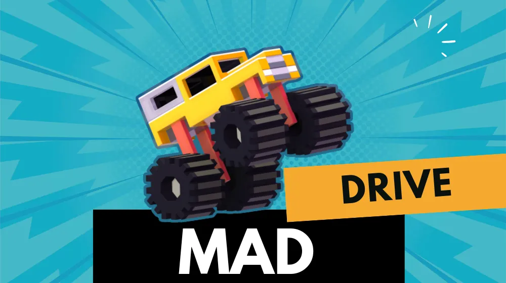 Drive Mad game showing intense driving action with physics-based challenges and ramps | Pokoo Games