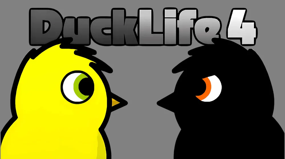 Duck Life 4 game image showing a duck training in mini-games and racing through colorful themed worlds to become a champion | Pokoo Games