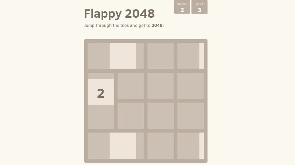 Play Flappy 2048 online : fun tile-merging flying game combining Flappy Bird with 2048 puzzle, no download required | Pokoo Games